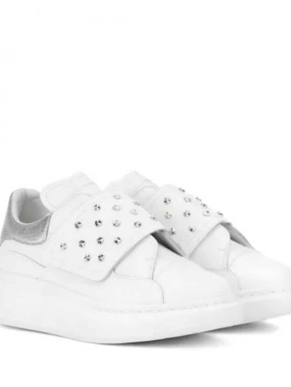 Alexander McQueen White Leather Sneakers with Studded Strap Size 35.5